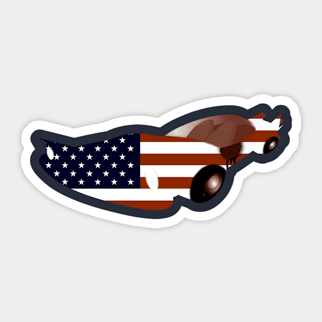 AMERICAN FLAG ON A CLASSIC CAR Sticker by jsar